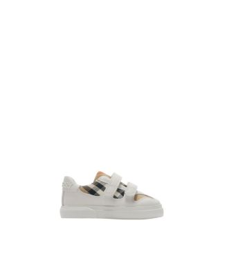 Unisex Check and Leather Sneakers - Little Kid, Big Kid