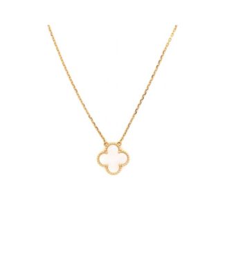 Vintage Alhambra Pendant Necklace 18K Gold and Mother of Pearl, 16.5"