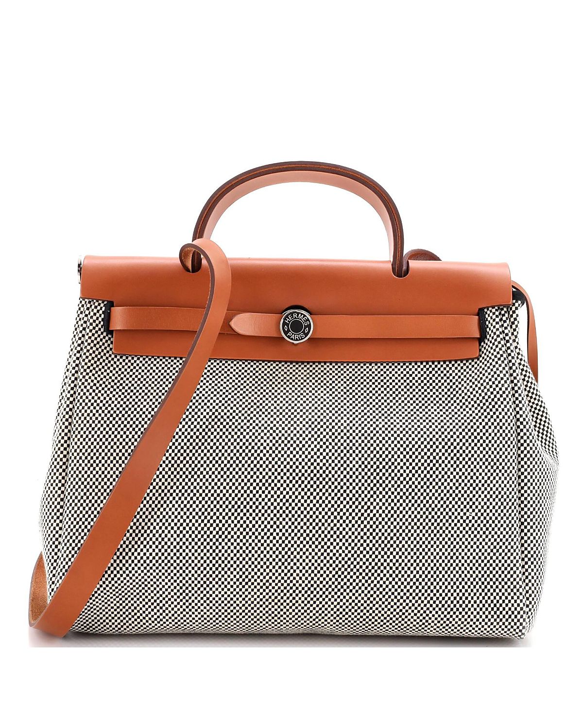 Pre-Owned HERMES 31 Herbag Zip Criss Viking Toile and Leather