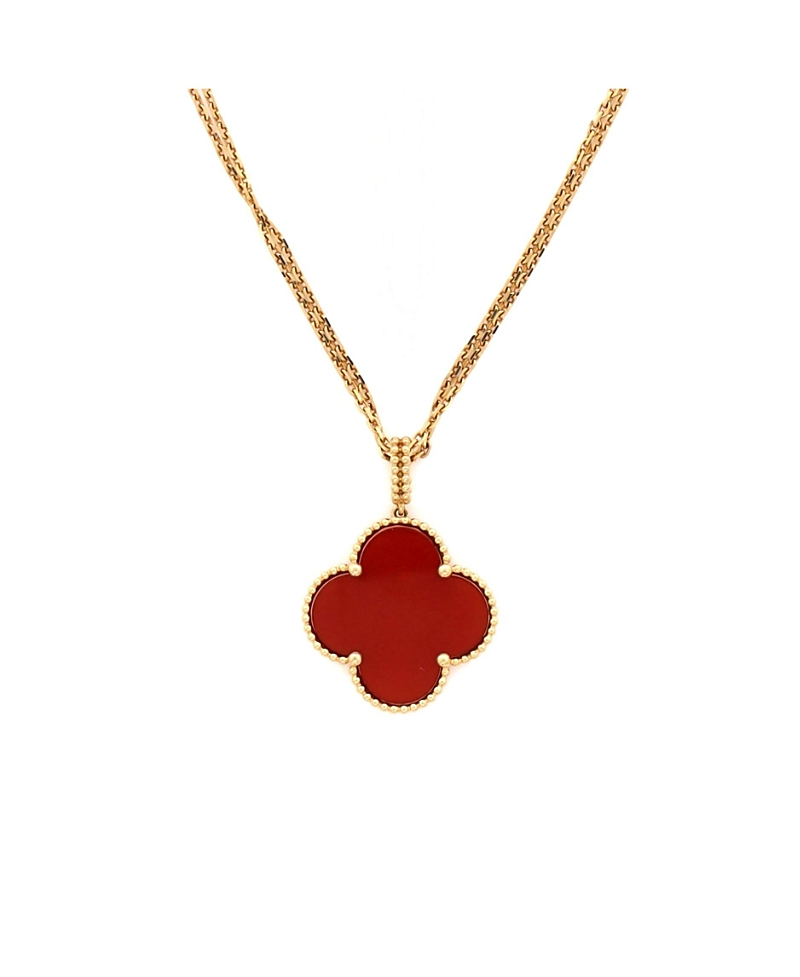 Pre-Owned Van Cleef & Arpels Magic Alhambra Pendant Long Necklace 18K Gold and Carnelian, 35.5