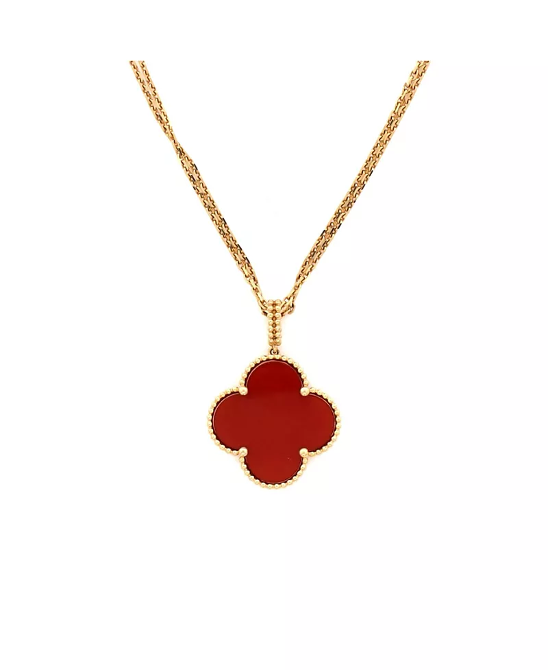 Pre-Owned Van Cleef & Arpels Magic Alhambra Pendant Long Necklace 18K Gold and Carnelian, 35.5