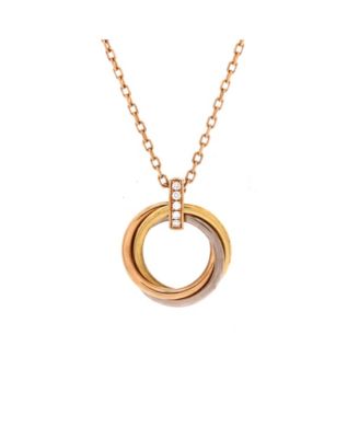 Trinity Pendant Necklace 18K Tricolor Gold and Diamonds, 16.25"
