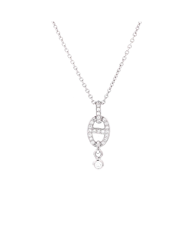 Pre-Owned HERMES Farandole Pendant Necklace 18K White Gold and Diamonds, 16