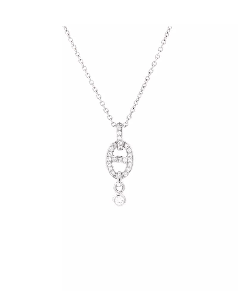 Pre-Owned HERMES Farandole Pendant Necklace 18K White Gold and Diamonds, 16