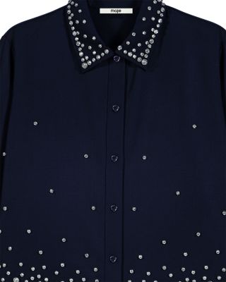 Rhinestone Embroidered Shirt