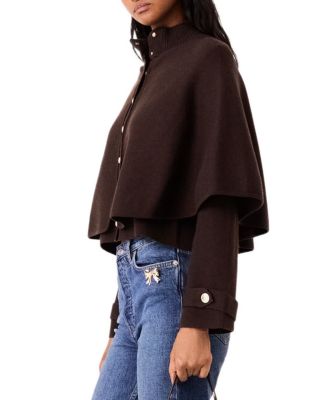 High Neck Cape Layered Cardigan Sweater - thumbnail 4