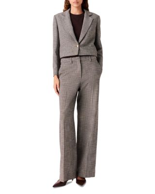 Check Print Wide Leg Pants 
