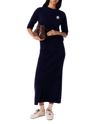 Wool Midi Pencil Skirt