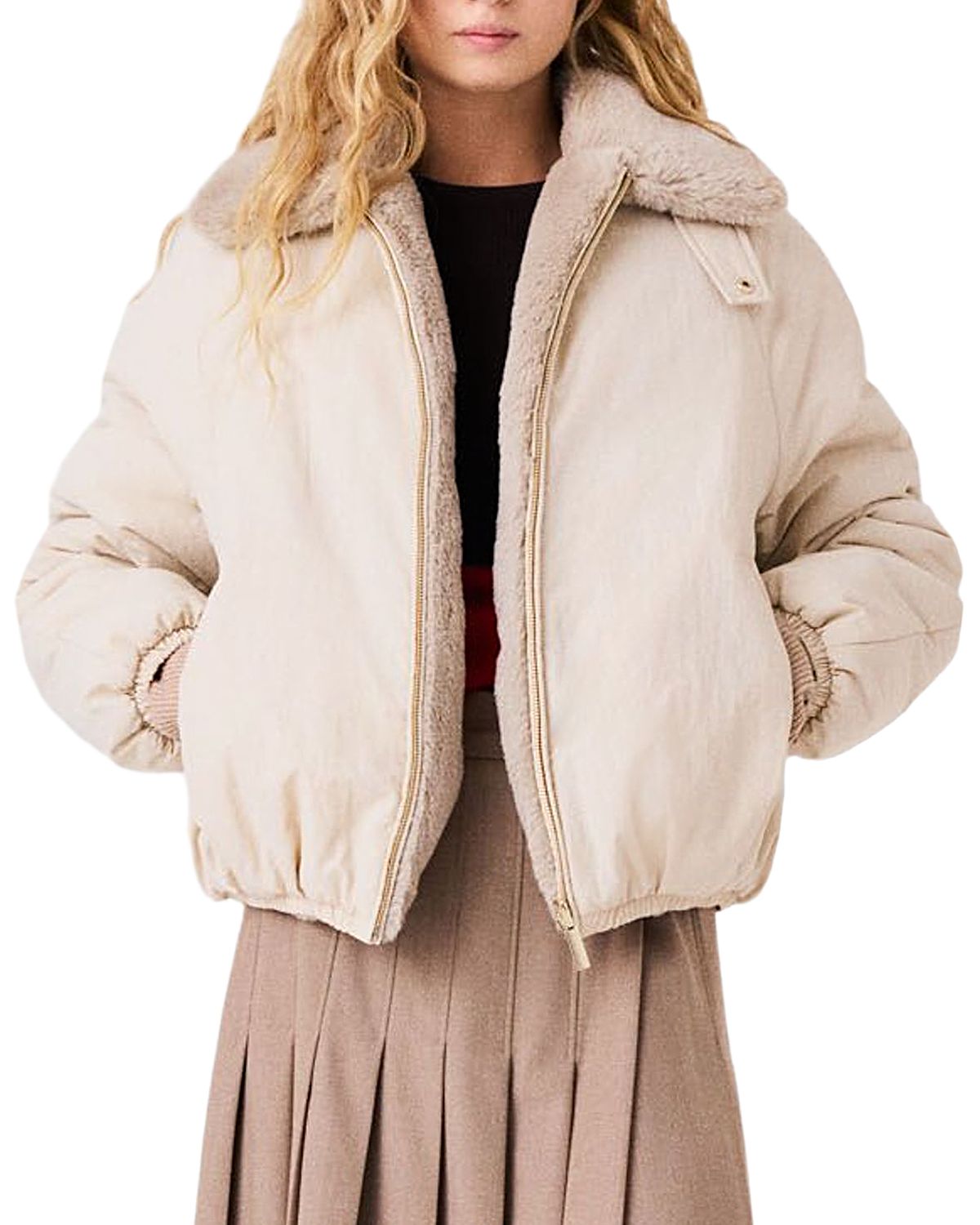 Maje Reversible Faux Fur Puffer Jacket