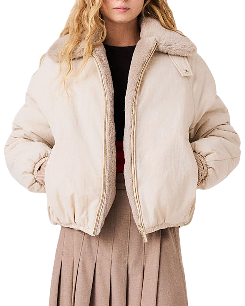 Maje Reversible Faux Fur Puffer Jacket