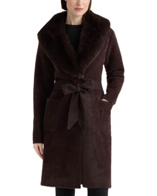 Faux Fur Collar Belted Coatigan