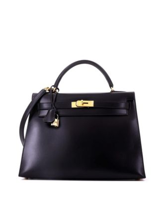 Kelly 32 Box Calf & Gold Tone Hardware Handbag