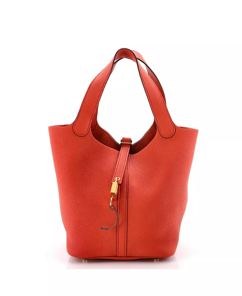 Pre-Owned HERMES Picotin Lock Leather Bucket Bag