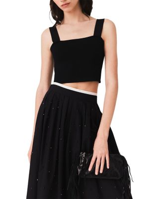 Maclyna Cropped Wide Strap Square Neck Top