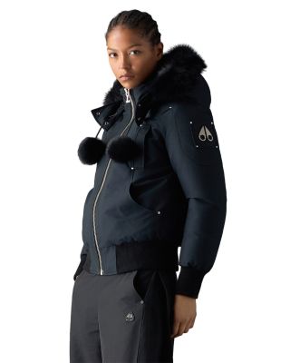 Debbie Shearling Trim Down Bomber Jacket