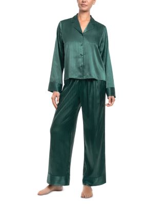 Stretch Satin Long Sleeve Pajama Set
