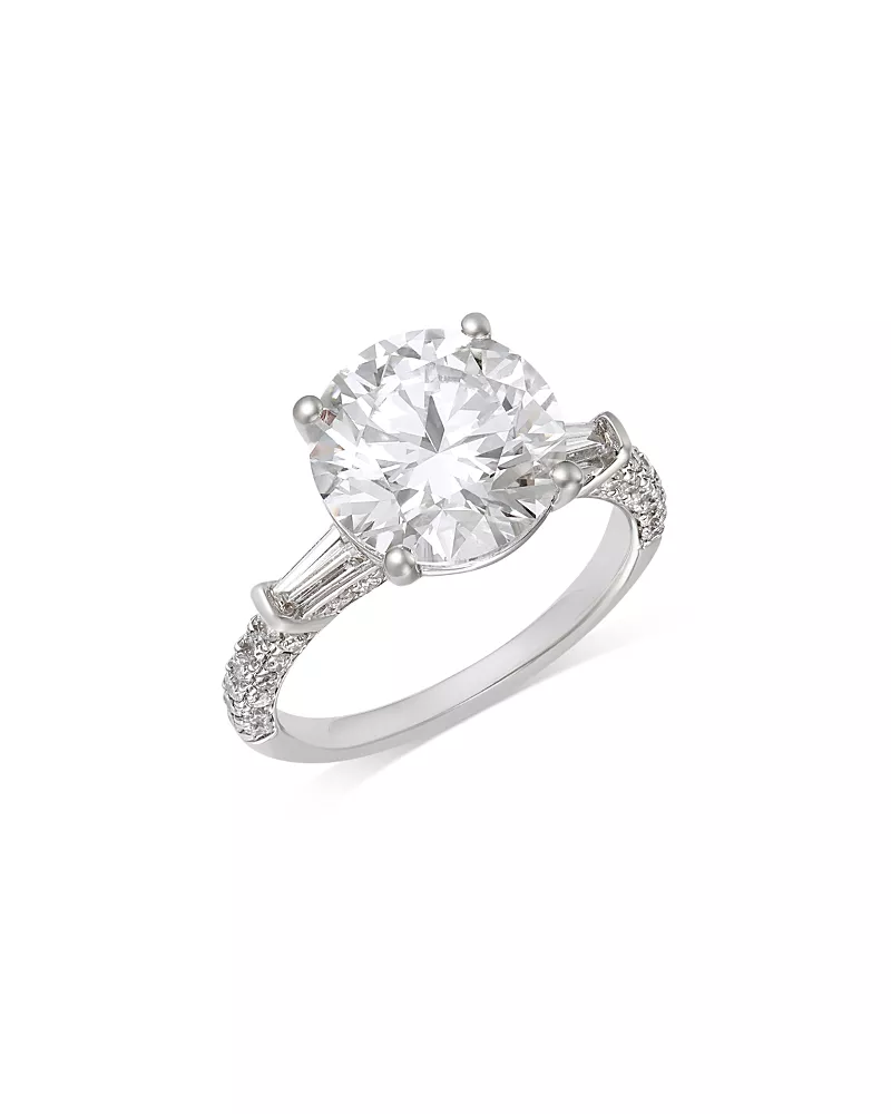 Bloomingdale's Fine Collection Luxe Collection Certified Lab Grown Diamond Round Cut Engagement Ring in 18K White Gold, 4.6 tcw