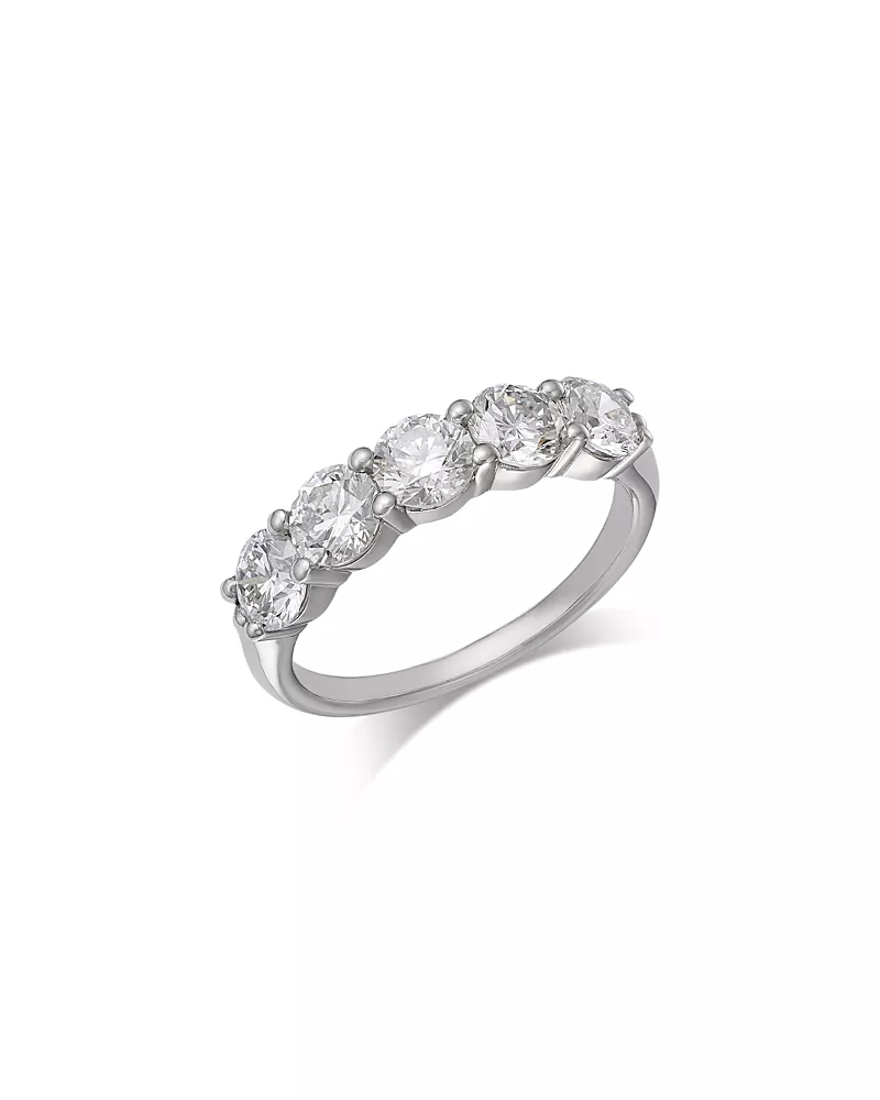 Bloomingdale's Fine Collection Luxe Collection Certified Lab Grown Diamond Five Stone Band in 14K White Gold, 2.0 tcw
