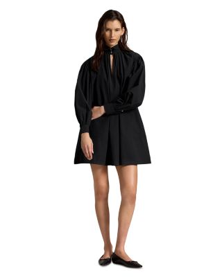 Cotton Tuxedo Collar Mini Dress