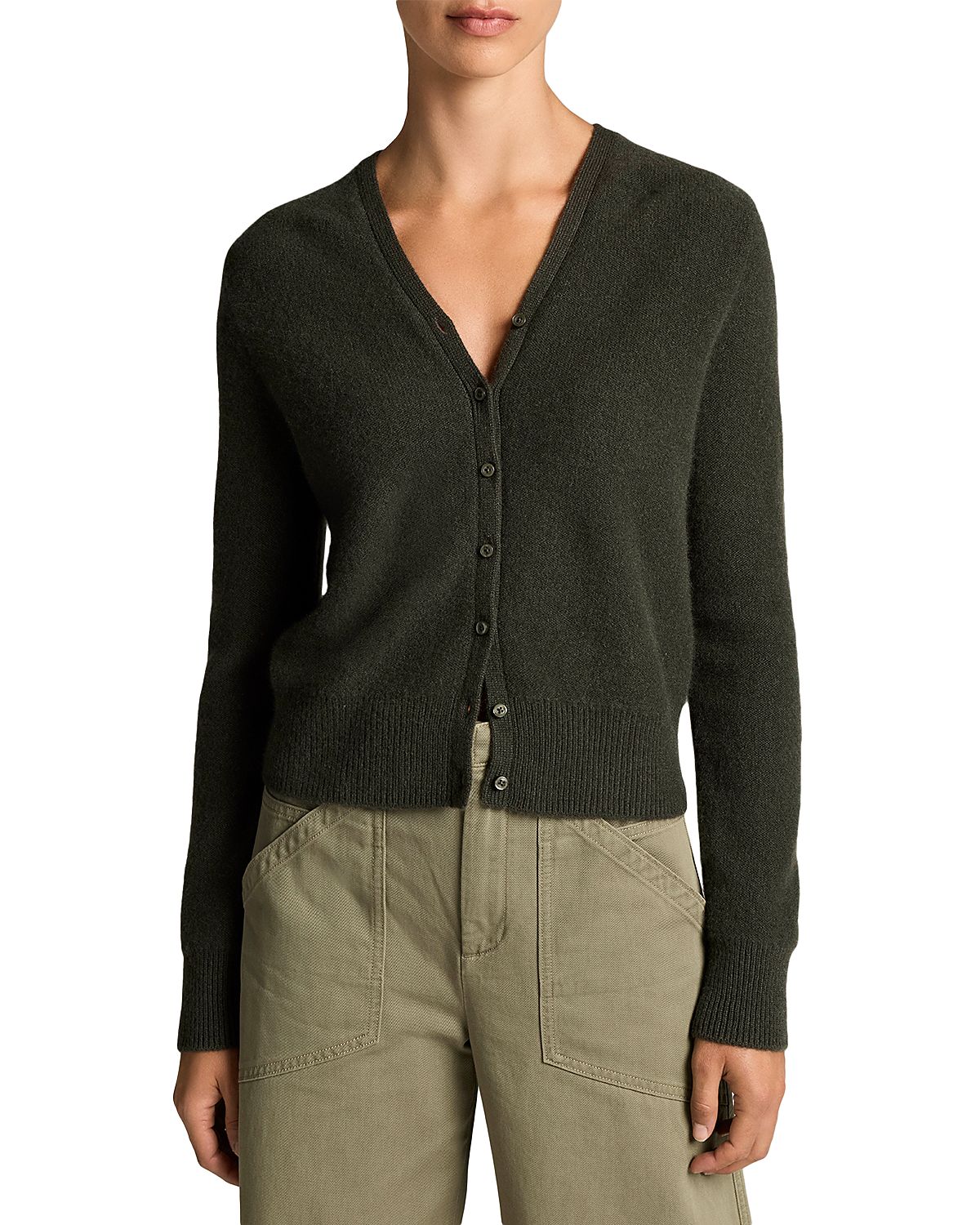 Vince Boiled Cashmere Long Sleeve V Neck Cardigan