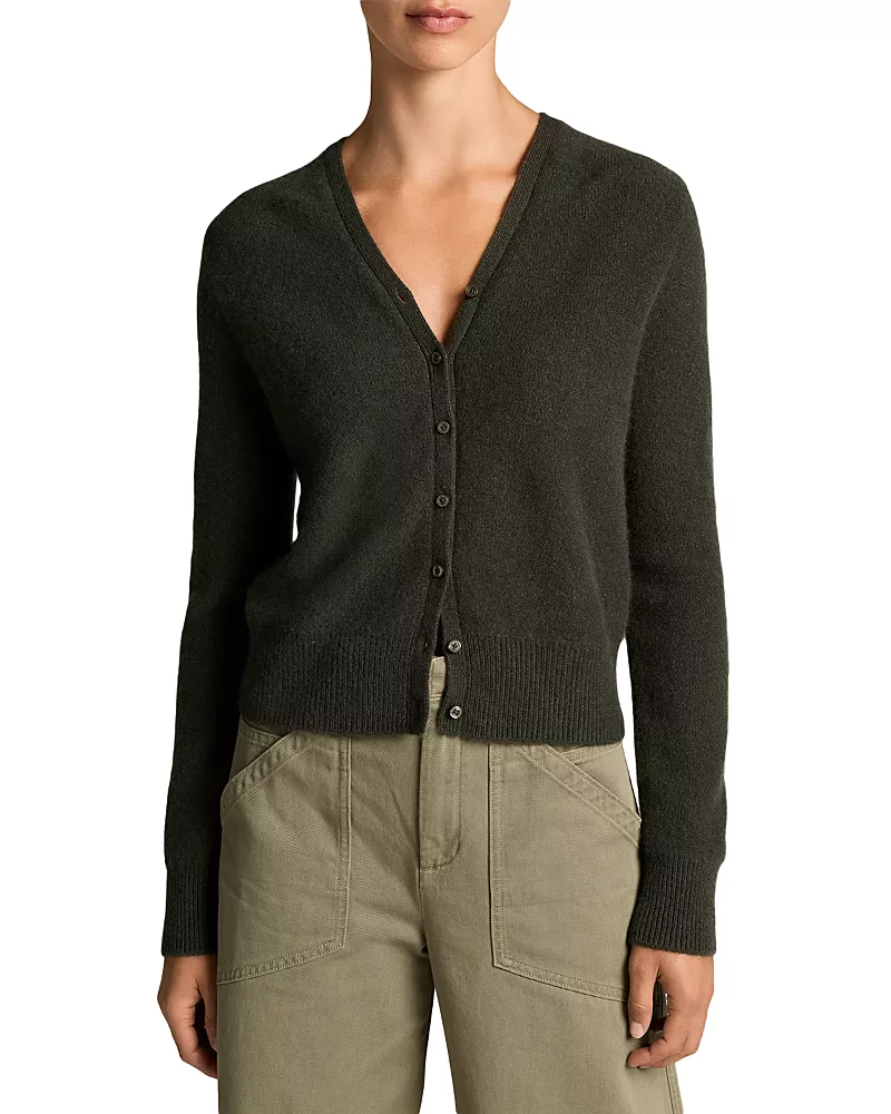 Vince Boiled Cashmere Long Sleeve V Neck Cardigan