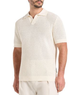 Maniere De Voir Conrad Textured Cotton Knit Polo Shirt
