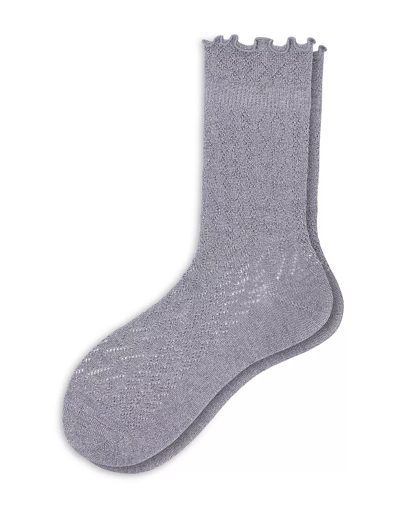 Hue Metallic Pointelle Ankle Socks