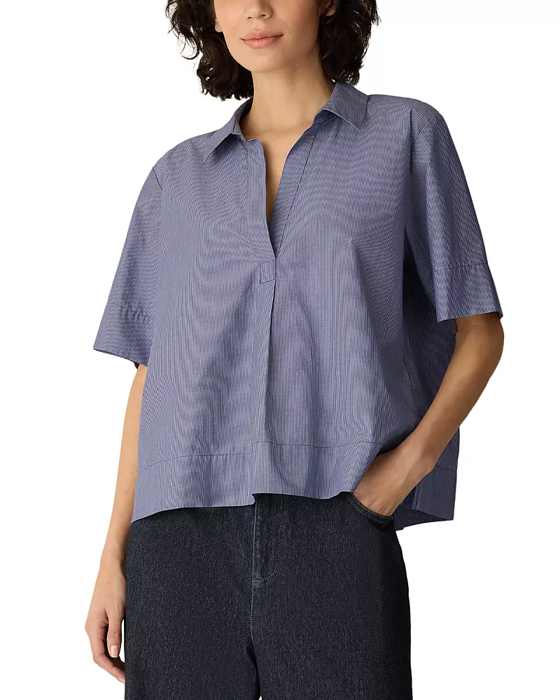 Eileen Fisher Classic Collar Short Sleeve Top