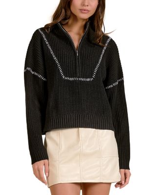 Contrast Stitch Quarter Zip Sweater