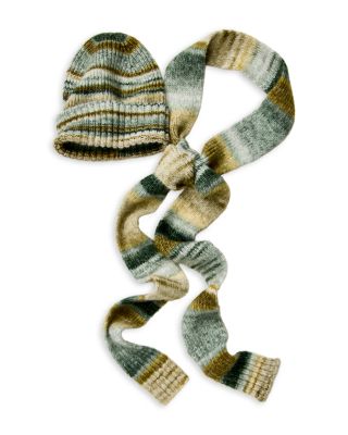 Cotton Stripe Hat & Scarf Set