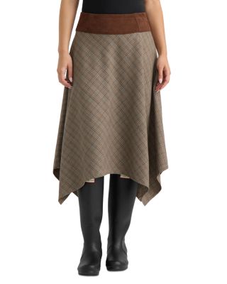Plaid Handkerchief Hem Midi Skirt