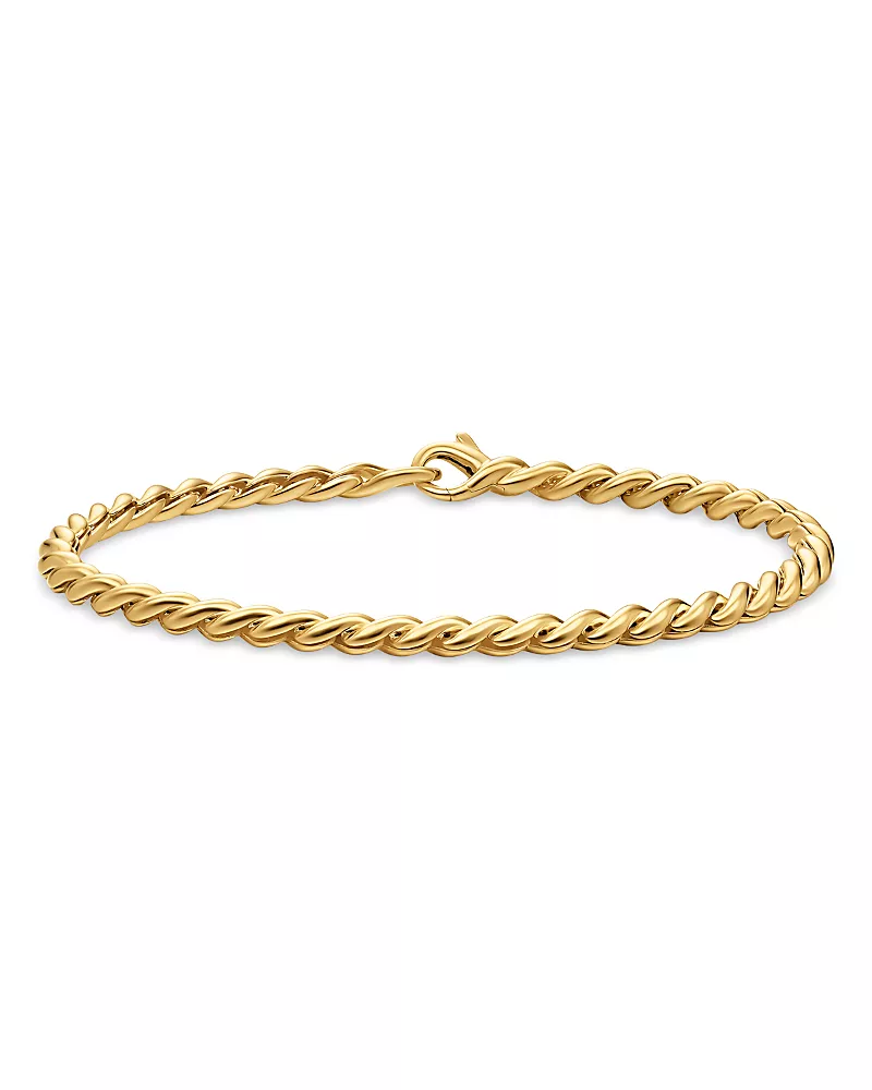 Sculpted Cable Chain Bracelet in 18K Yellow Gold 3.7mm