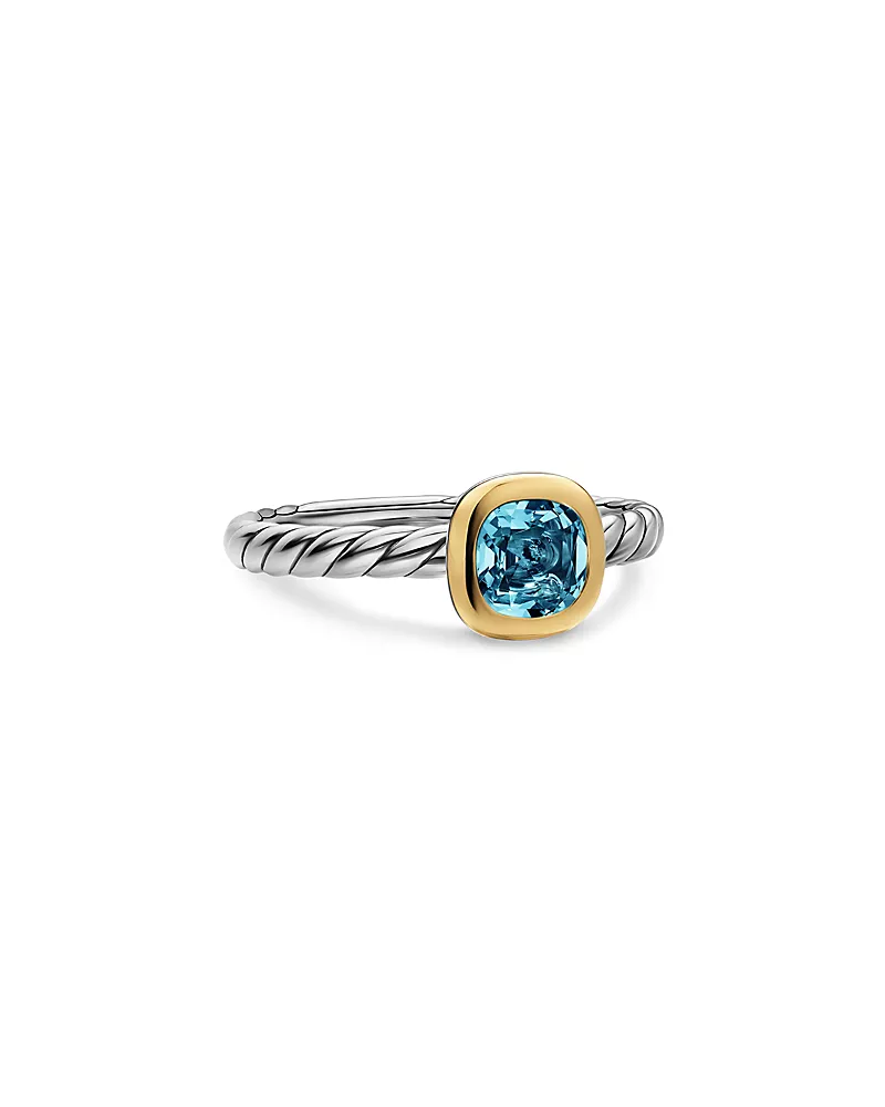 Dy Mercer A Color Cable Ring in Sterling Silver with 14K Yellow Gold and Hampton Blue Topaz 5.5mm
