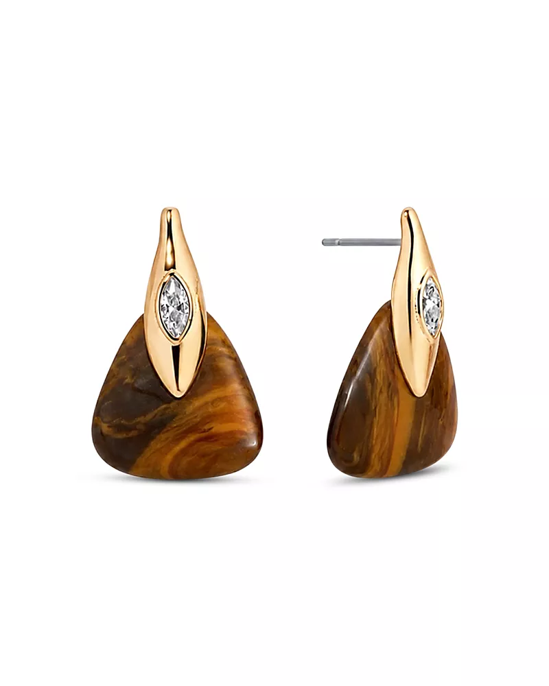 Ettika Solstice Cubic Zirconia & Tiger's Eye Drop Earrings