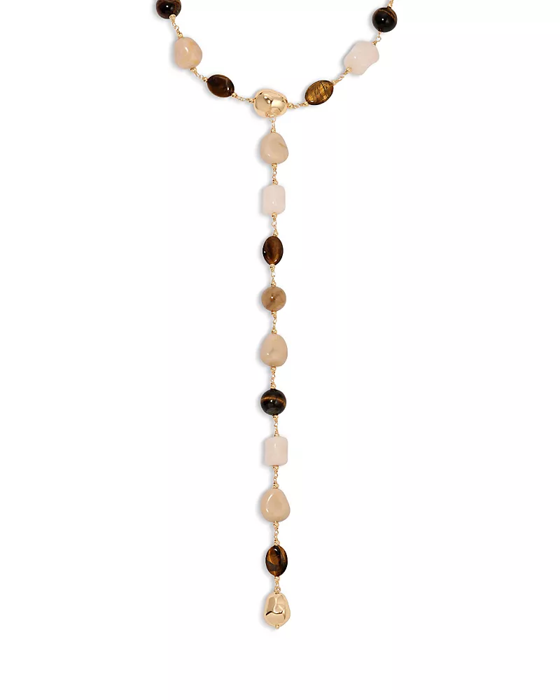 Ettika Serene Stone Gemstone Beaded Lariat Necklace, 15