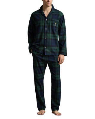 Polo Bear Plaid Flannel Pajama Set