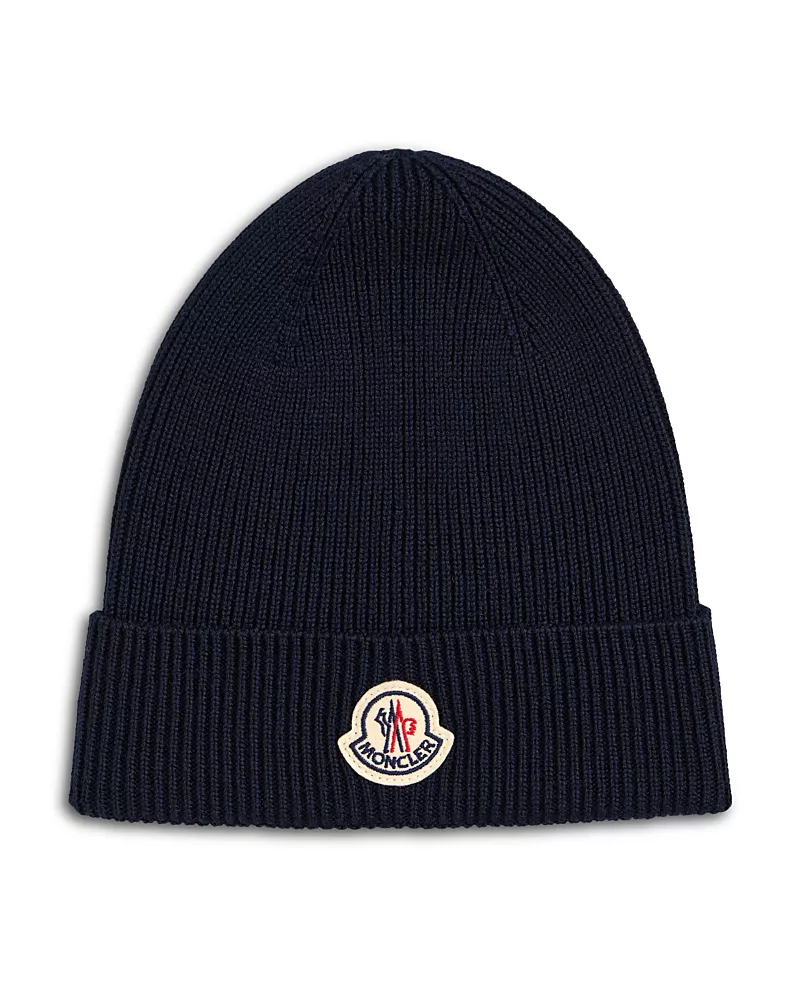 Moncler Logo Ribbed Beanie Hat