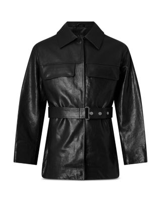 Belted Leather Field Jacket
