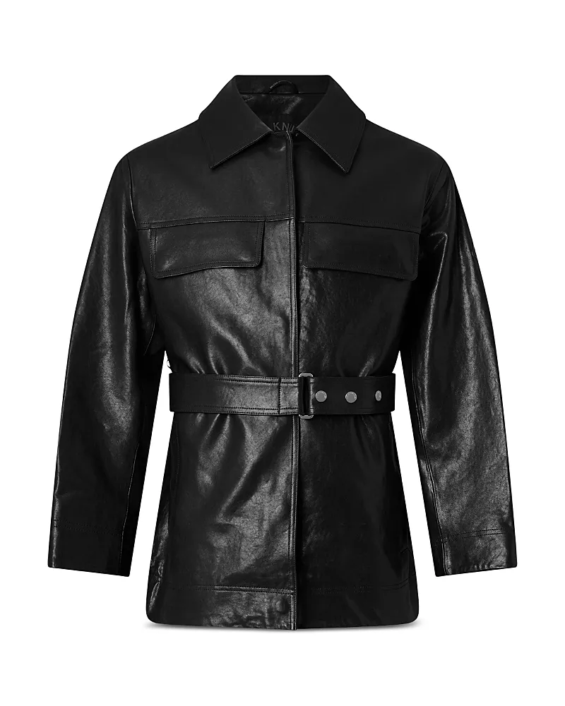 Moose Knuckles Belted Leather Field Jacket