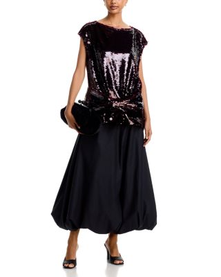 Sequin Gathered Bow Top - thumbnail 2