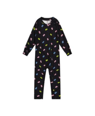 Girls' One Piece Gummy Bear Fleece Asymmetric Zip Thermal Underwear - Little Kid