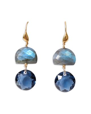 Labyrinth Duo Gemstone Double Drop Earrings