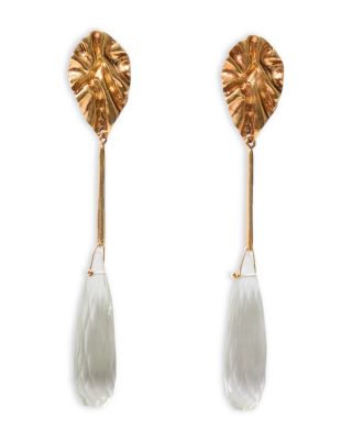 Fluted Green Amethyst Drop Earrings, 2.75"L