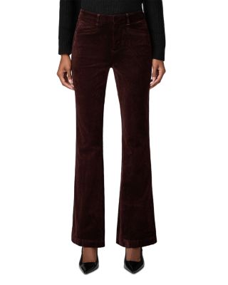 Laurel Canyon High Rise Velvet Bootcut Jeans in Burgundy