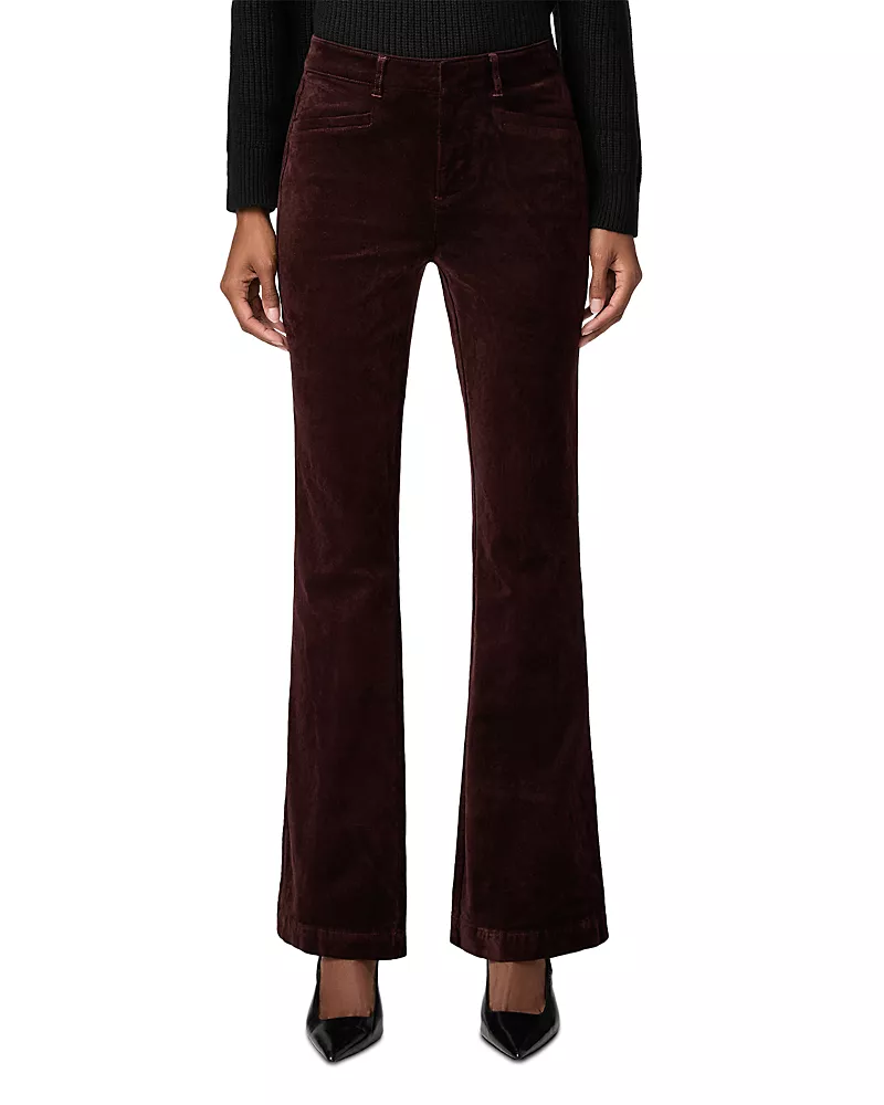 Paige Laurel Canyon High Rise Velvet Bootcut Jeans in Burgundy