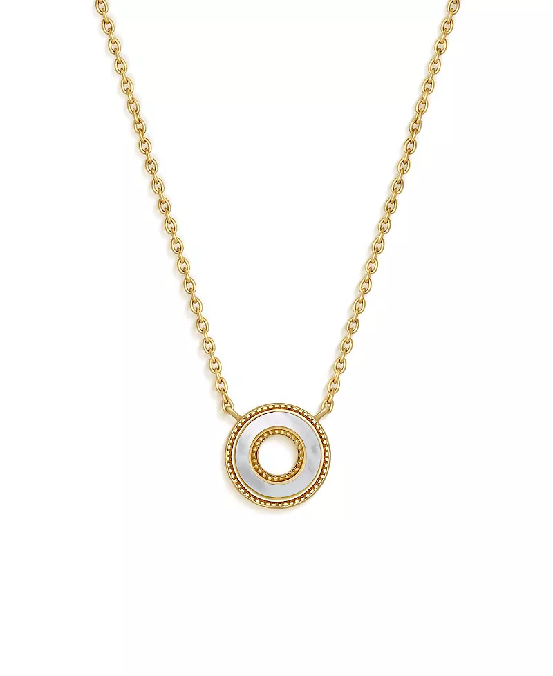 Karma and Luck Cherished Flow White Mother of Pearl Karma Circle Gold Necklace