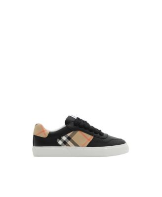 Unisex Check and Leather Sneakers - Toddler, Little Kid