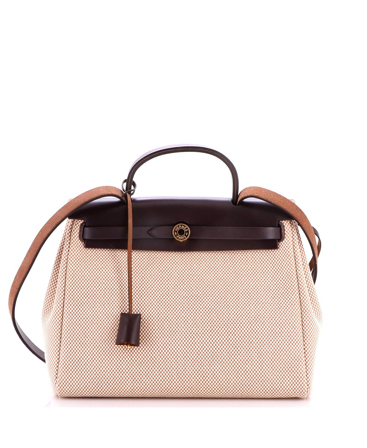 Pre-Owned HERMES Herbag Zip 31 Canvas & Leather Shoulder Bag