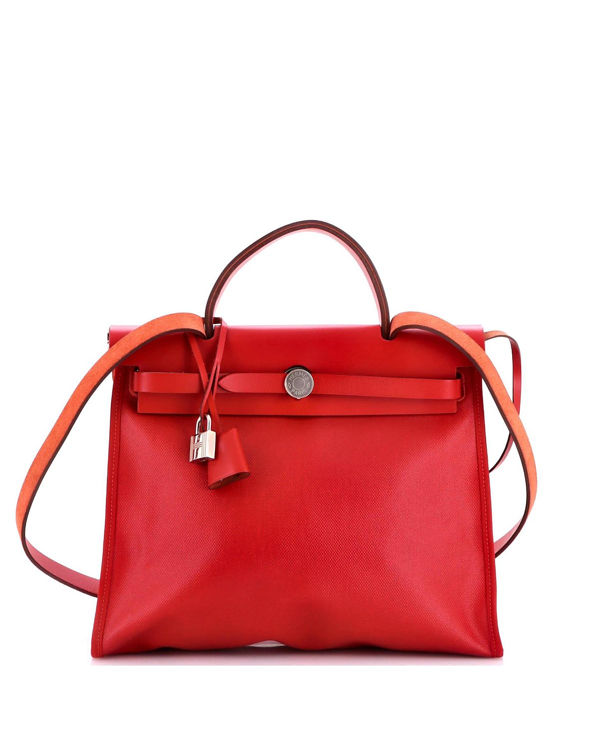 Pre-Owned HERMES Herbag Zip Canvas and Leather Shoulder Bag