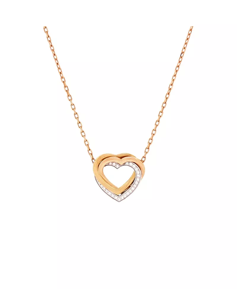 Pre-Owned Cartier Trinity de Cartier Heart Pendant Necklace 18K Tricolor Gold with Diamonds, 16.5